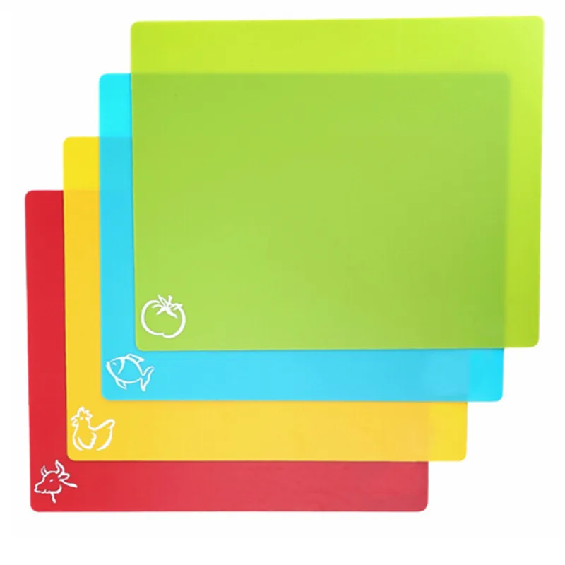 

4PCS/SET 38x30.5cm Flexible Non-slip Rectangle Plastic Cutting Mats Waffle Back food cutting board Cutting Kitchen Tools