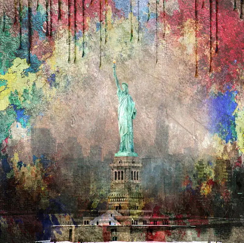 10x10ft Abstract Concrete Wall Liberty Statue Seamless Washable Wrinkle Free Photo Background Backdrop Thicker Polyester Fabric |