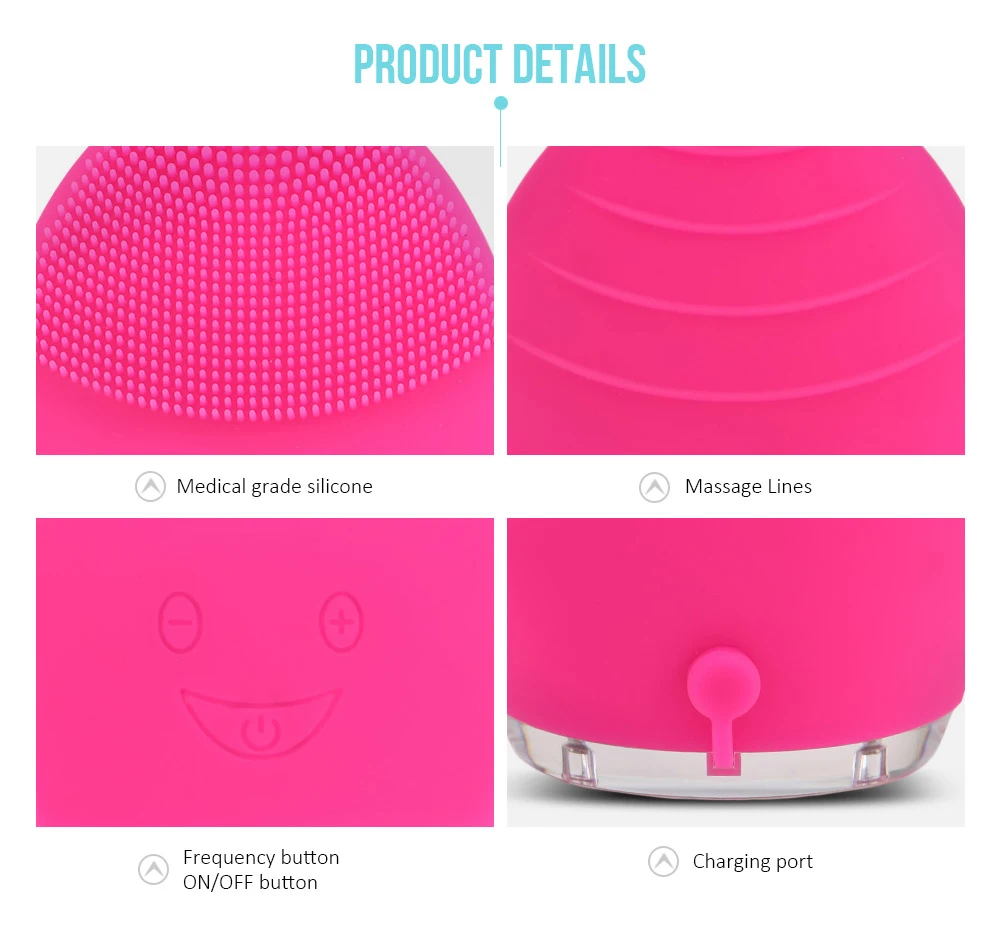 Rechargeable Silicone Facial Cleansing Brush Water-resistant Vibrating Massager