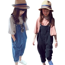 Новые детские одежда джинсовые штаны комбинезоны шаровары Стиль Детские хлопковые комбинезоны Детские комбинезоны одноцветное Джинсовые Комбинезоны для детей