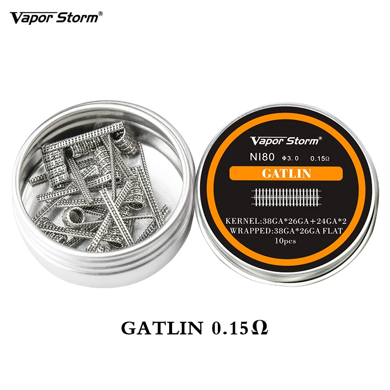 NI80 нихромовая катушка Vapor Storm высокая плотность Alien V2 Juggernaut Предварительно Построенная RDA нагревательная катушка для электронной сигареты RDA RBA RDTA - Цвет: 10x Gatlin