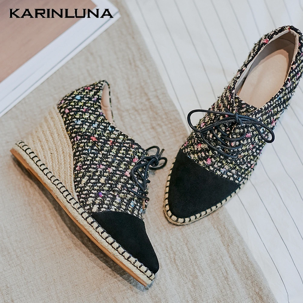 

luxury brand design straw wedges woman shoes lady lace up elegant high heels office lady shoes woman pumps