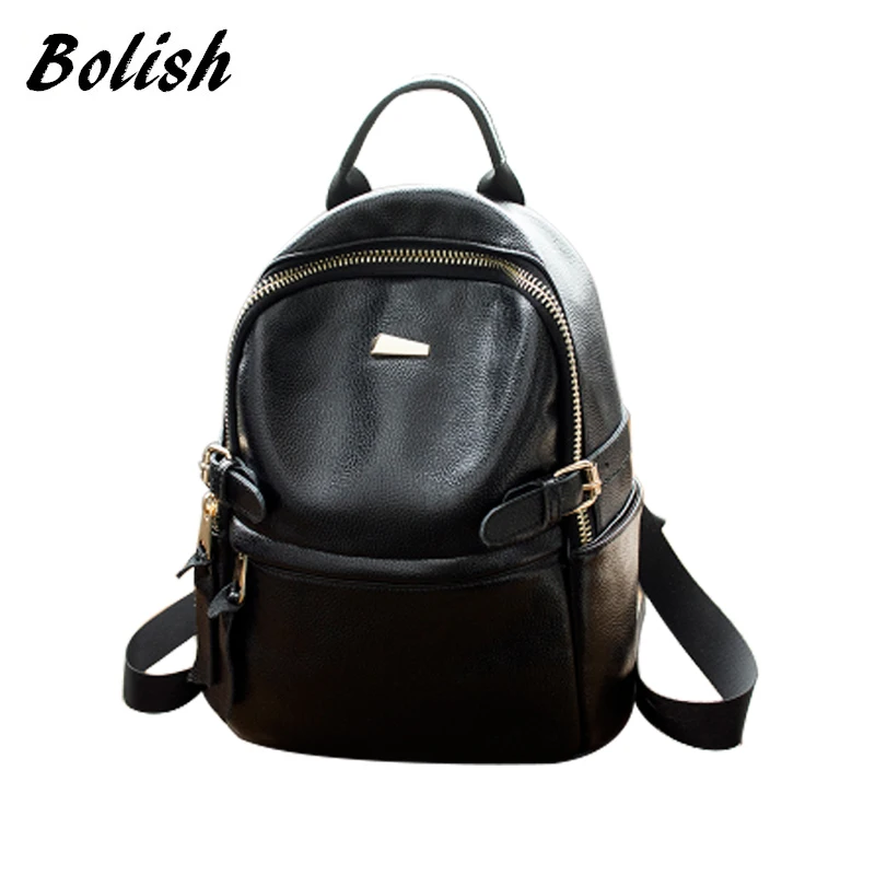 Bolish High Quality Pu Leather font b Backpack b font Fashion Tassel Zipper Girls School font