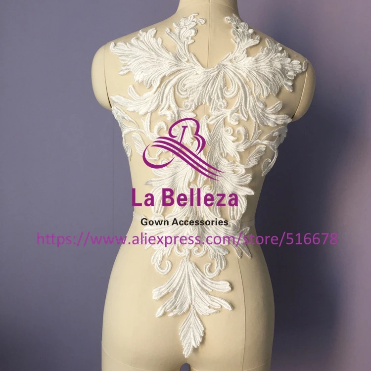 

2pcs/lot new fashion off white good quality ployester embroidery patches wedding dress/DIY dress accessories applique 58cm*35cm