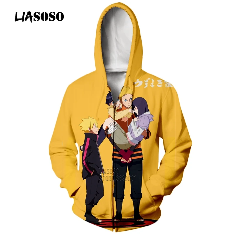 LIASOSO 3D принт унисекс аниме Наруто Узумаки Наруто Hyuga Хината толстовки с капюшоном кофты куртка на молнии Harajuku топы X2290 - Цвет: 4