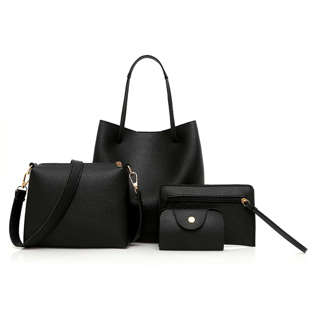 

ISHOWTIENDA 4Pcs Women Bag Set Pattern PU Handbag+Crossbody Bag+Messenger Bag Versatile Outdoor Card Bags 2019 bolsa feminina