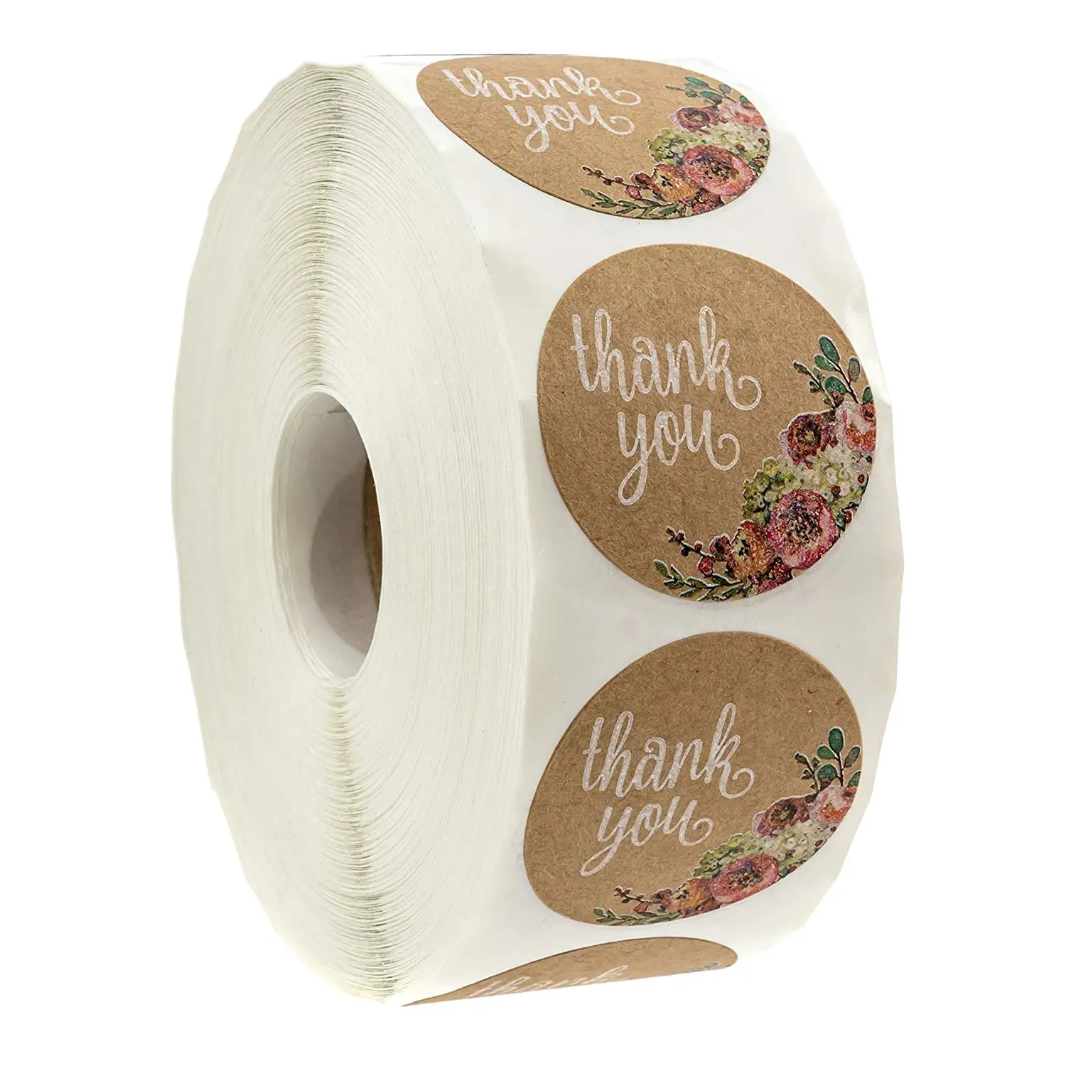 Kraft Floral Thank You Stickers-1 дюймов Круглый Этикетки/500 в упаковке