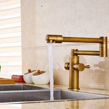 Настенное крепление античная латунь ванная комната кухонный смеситель кран поворотный смеситель