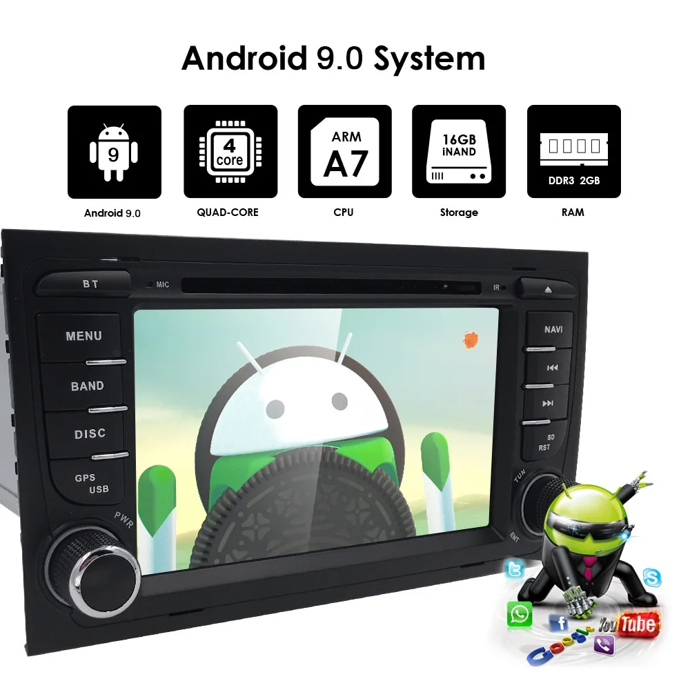 Android 9,0 четырехъядерный автомобильный dvd-плеер для Audi A4 B6 B7 8E 8H S4 RS4 с RDS стальным колесом управления OBD2 DAB+ TPMS карта камеры