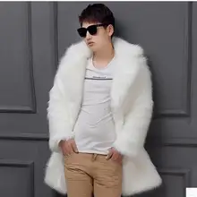 Модные мужские длинная куртка с секциями из искусственного лисьего меха куртки зимние Обувь на теплом меху пальто большой Размеры одноцветное Цвет поддельные меховая Верхняя одежда S/5Xl J2616