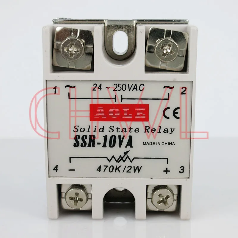

Newest 1pcs Solid State Relay Module SSR-10VA 10A Extermal control potentiometer Input 24-250VAC Output FREE SHIPPING
