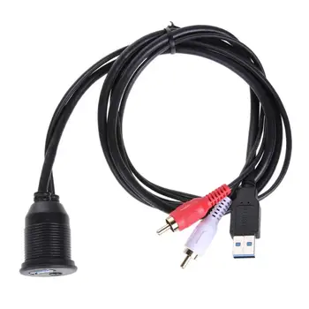 

1 Meter /3 Feet USB 3.0 & 2 RCA Male to USB3.0 & 3.5mm Female Dashboard Panel Aux Extension Flush Mount Cable for Car Boat Truck