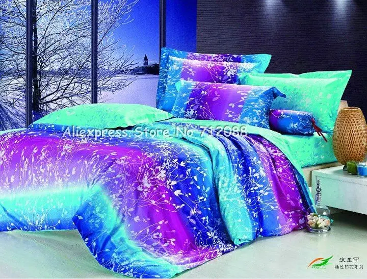 Wholesale 4pcs Duvet Quilt Covers 100 Cotton Leaves Pattern Olive