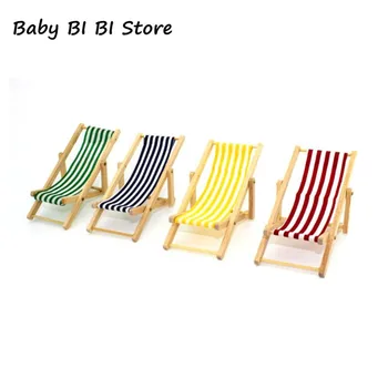 

Beach Striped Chair for 1/12 Wooden Doll House Dollhouse Miniature Furniture Christmas Gift DIY Children's Toy
