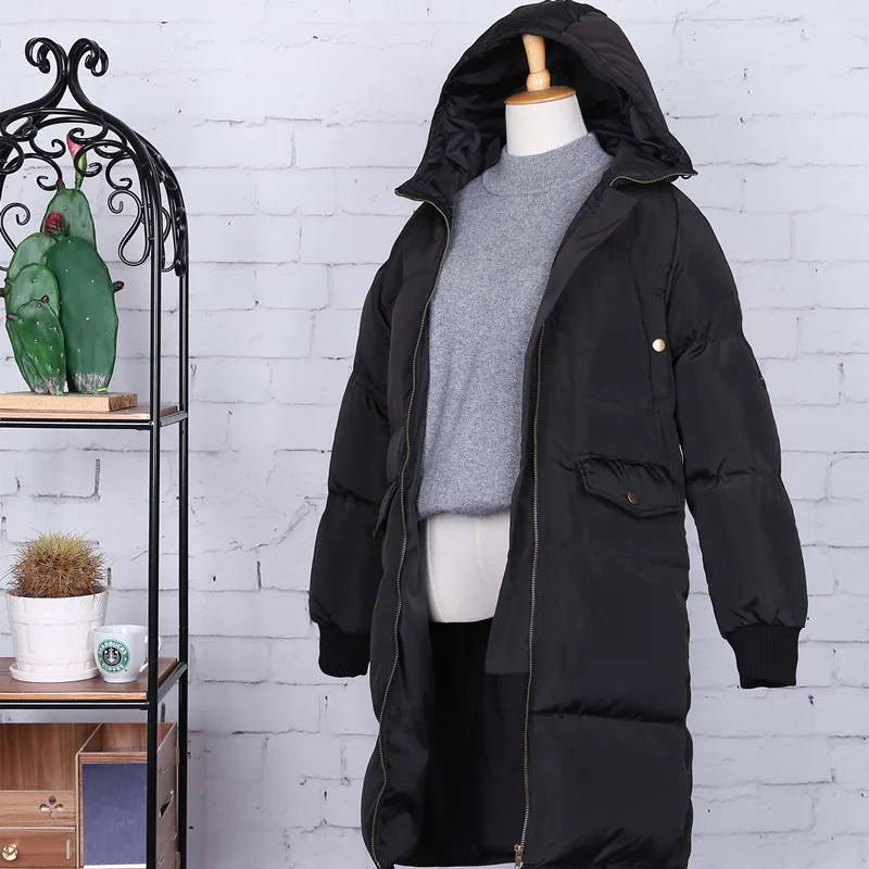 Women Winter Jacket White Duck Down Women Coat Long Cotton Padded Jackets Hooded Ladies Long Coats Big Pockets Warm Clothes CH649 (11)