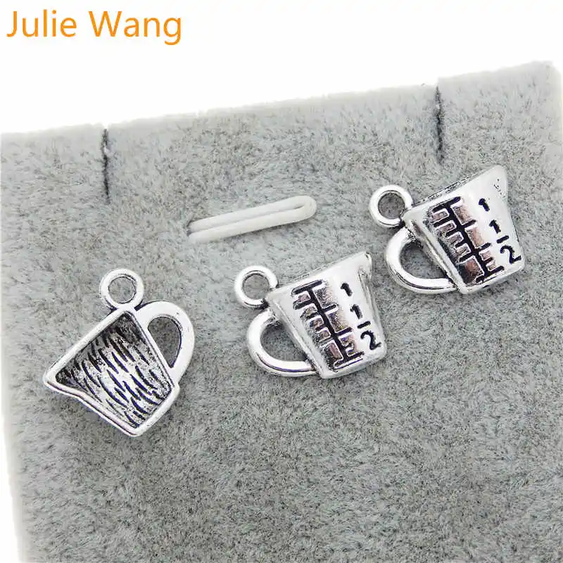 Julie Wang 20 шт мерная чашка Подвески сплав античный серебряный цвет серьги браслет