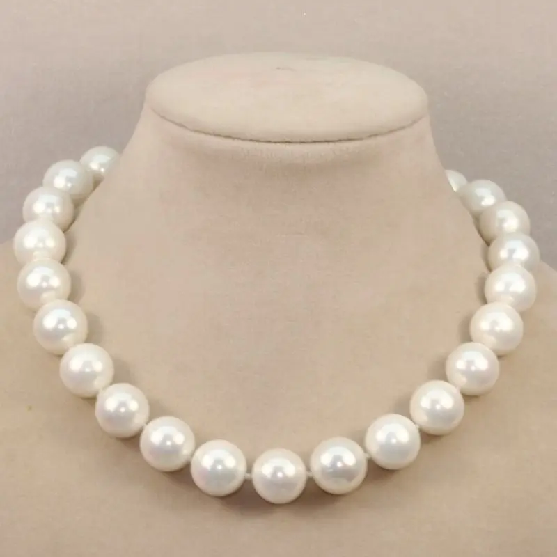 

>>>>>014 AAA 16mm White Black Purple Round Shell Pearl Necklace 18-22