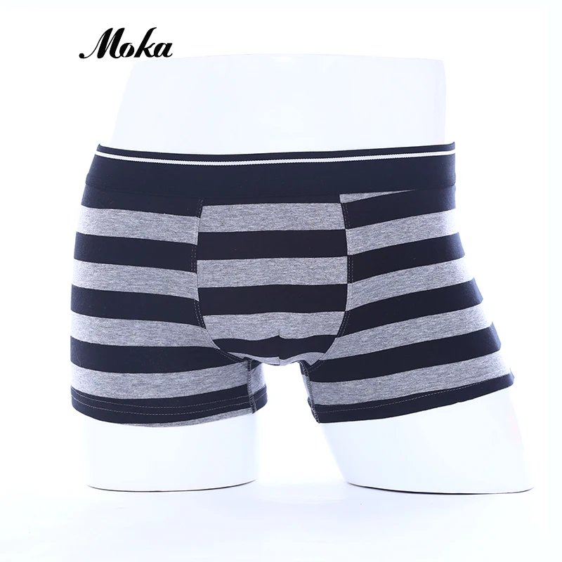 Бренд нижнего белья Для мужчин Cueca боксер полоса тело костюм хлопок Sheer шорты