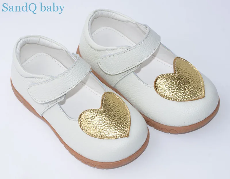 girls shoes genuine leather black mary jane with gold heart children shoes little kids wedding christenning shoe white zapatos