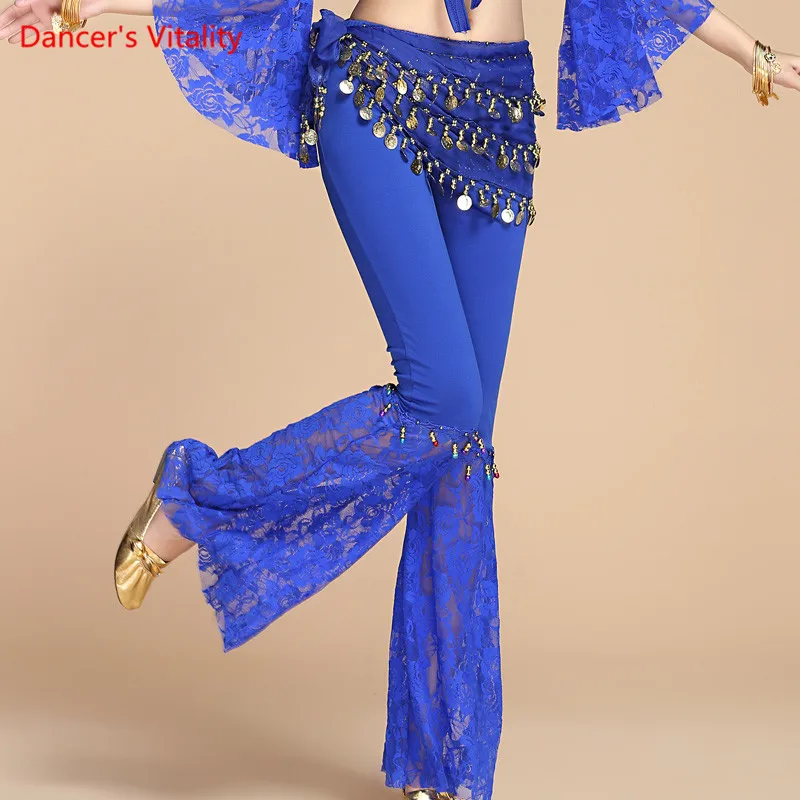 Женские молочный шелк+ кружевные брюки для танца живота 7 цветов тренировочные штаны для танца живота r индийская принцесса Блестки Танец живота