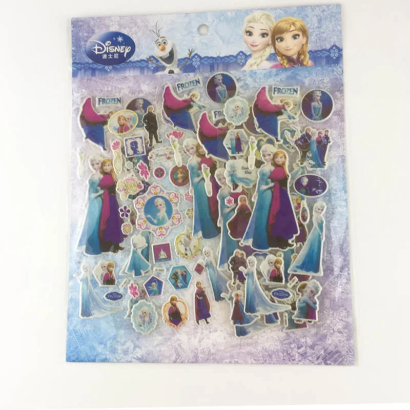 4 pcs/set 3D frozen elsa and Anna Stickers Mickey Mouse Pixar Cars Cartoon Princess Sophia Stickers Classic Toys for kids gift