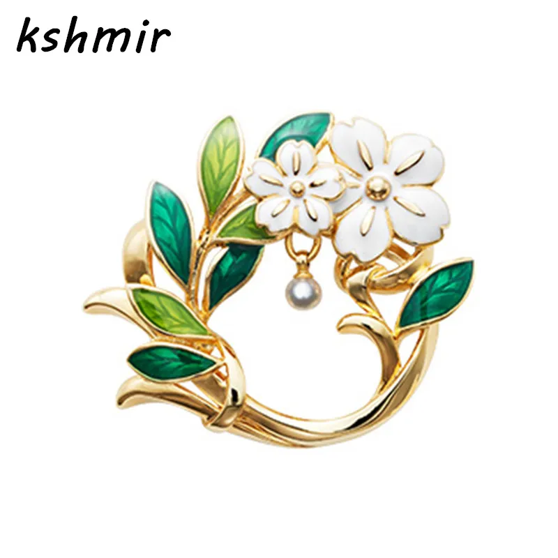 

Kshmir Retro enamel brooch jasmine temperament elegant branch Deserve to act the role of women