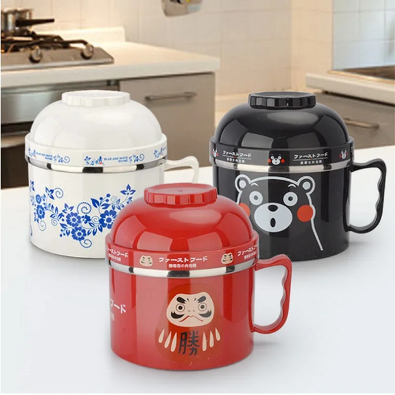 

Metal Food Container Children Cartoon Instant Noodles Bowl Food Thermo Lunch boxs Kids Thermal Bento Stainless Steel Bowl Japan