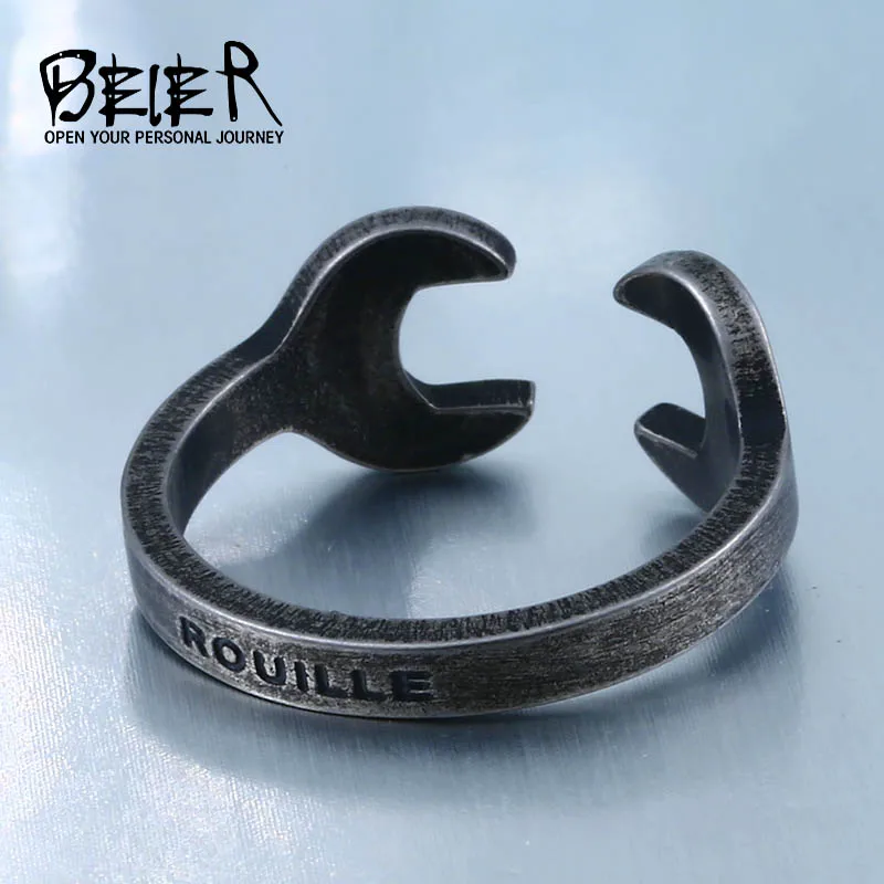 Байер титановая нержавеющая сталь Викинг панк готический черный Ruillet ключ открытый манжета кольцо для мужчин антикварные ювелирные изделия WR-R092