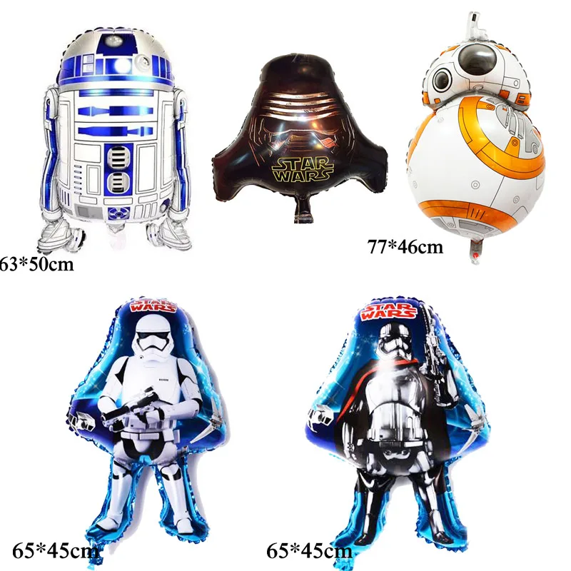 

mixed 5pcs foil balloons Star Wars balloons for birthday balloons party decoration including BB8 R2D2 robot balloons