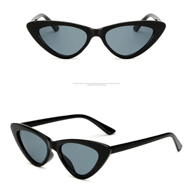 Women Sunglasses Small Frame Concave Shape Cat Eye Vintage Triangle