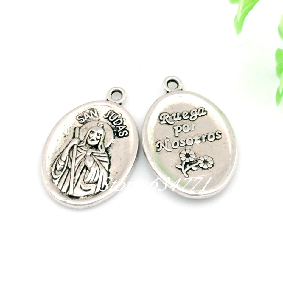 12Pcs San Judas Tadeo Charm Pendants For Jewelry Making Bracelet Necklace DIY Accessories 16x26mm A-450 2