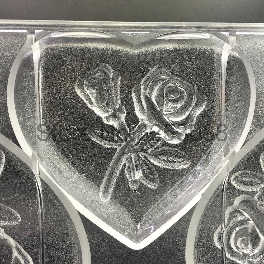 3D поликарбонатные формы для шоколада, поднос для выпечки в виде сердца розы, кондитерские изделия, инструменты для украшения торта, Пластиковая форма, формы для выпечки