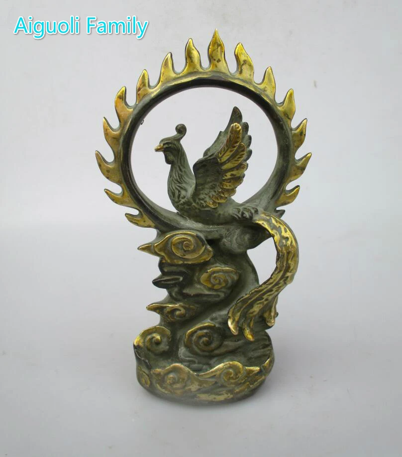 Antique antique Old Bronze Gilt Carved Phoenix Sculpture ,Art