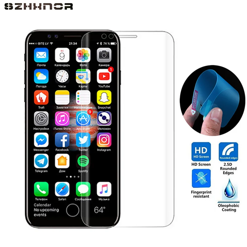 

2pc [Nano Tech] for iphone 4 4s 5 6 6s 7 plus Flexible soft glass Explosion-Proof Screen Protector Film Screen Protector