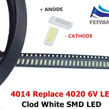 100 шт./лот 4014 4020 SMD СВЕТОДИОДНЫЙ бусины Холодный белый 1 Вт 6В 150mA для ТВ/ЖК-дисплей Подсветка