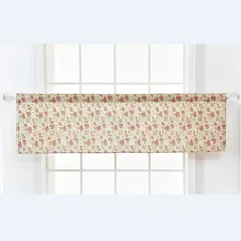 Valance Blue Flower Print Blackout Window Curtain Valances Short Semi-Sheer Curtains Rod Pocket Window Drapes 18"X59"