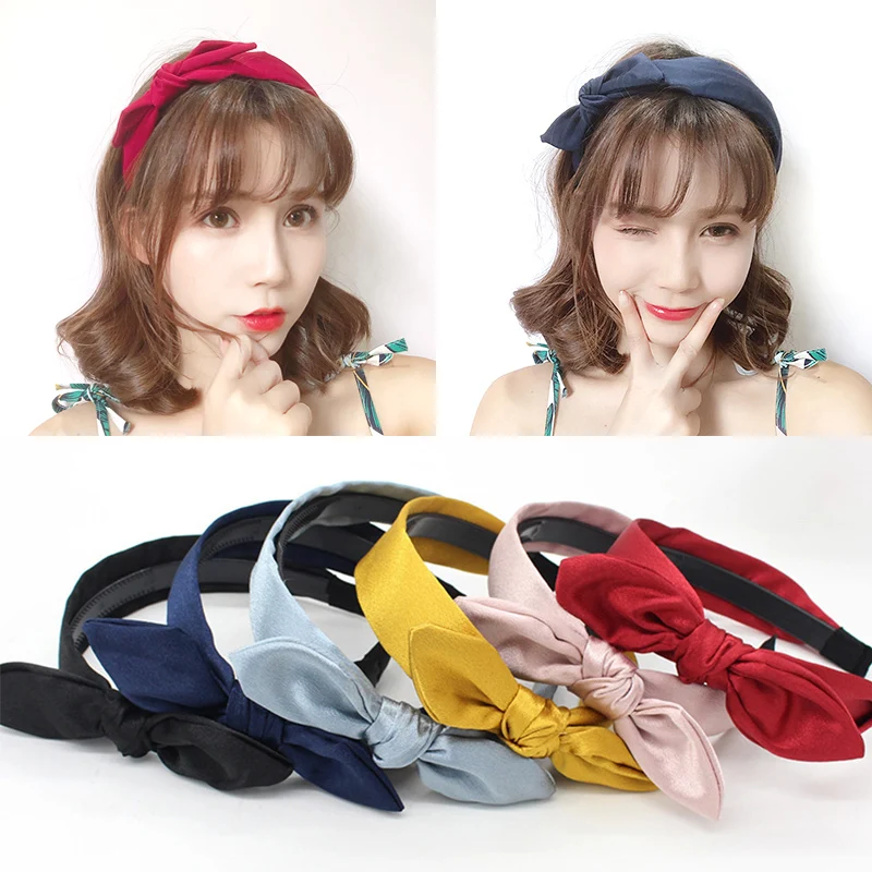 

Korean Cute New Solid Rabbit Ear Hair Pretty Hairbands Ribbons Women Girls Hair Accessories Fashion Jewelry Headwear Gifts