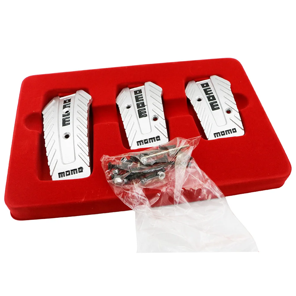

YSY 1Set Black/Silver Momo Aluminium Car Racing Pedals Universal Non Slip Sport Pedal Brake Pad Covers For Manual Car