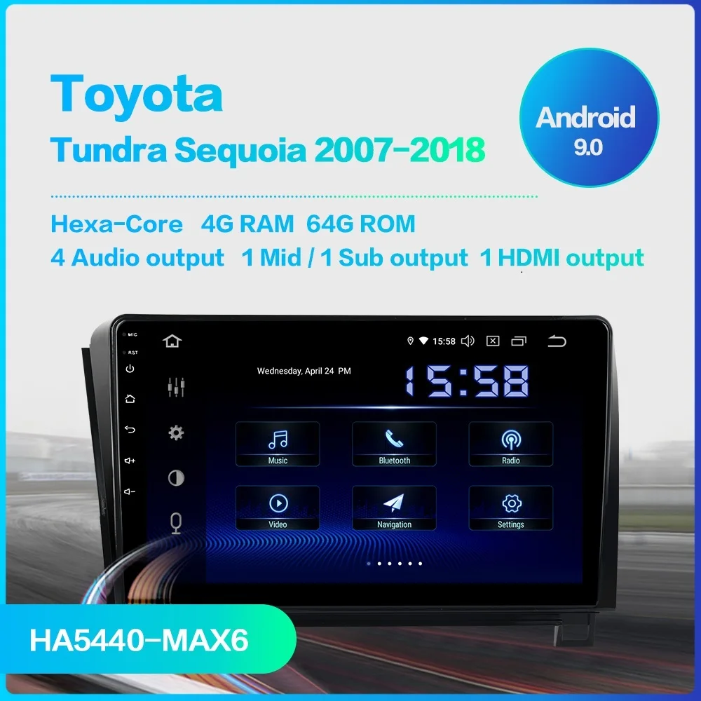 Android 9,0 автомобиль радио для Toyota Tundra 2007 2009 2010 2011 2012 2013 Sequoia 2008 мультимедиа 10," ips