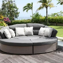 pe ротанга открытый патио портативный круглая платформа диван-кровать