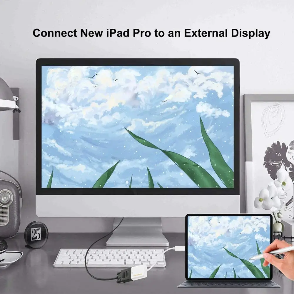 USB C к VGA кабель типа (Thunderbolt 3) К адаптеру совместимый с MacBook Pro 2016/2017/2018 Air/iPad|usb 3.1|usb