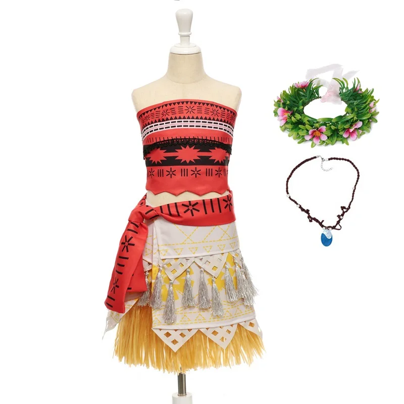 

VOGUEON Girls 2 Piece Set Moana Dress Summer Princess Cosplay Costume Little Girl Outfit for Children Halloween Birthday Party