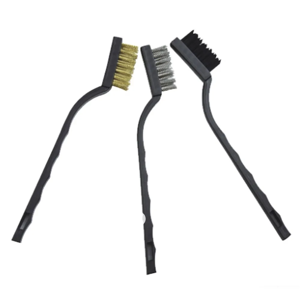 Mini Wire Brush Set 3 PCS Brass Nylon & Stainless Steel Bristle Jewelry
