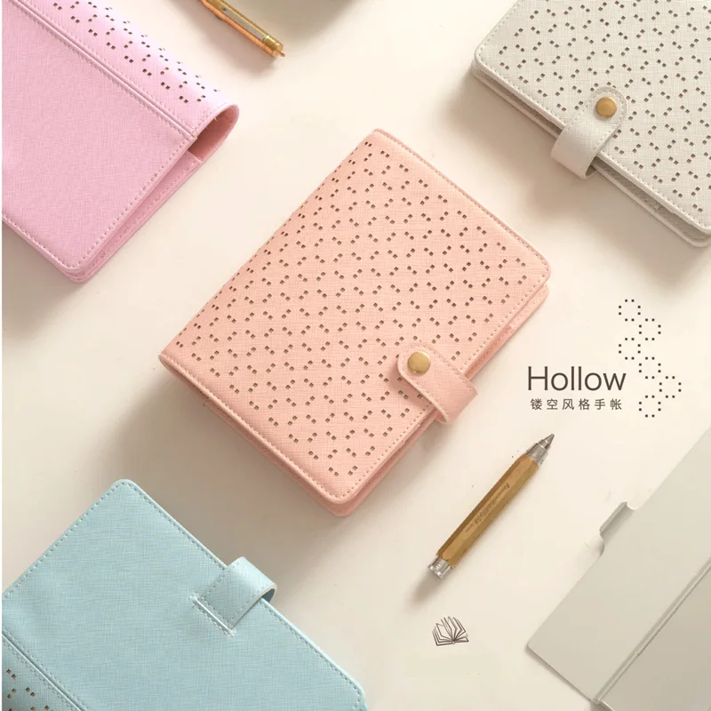

Exquisite Notebook Pink A5 A6 Hollow Planner Cute Creative Buckle Spiral Case Book Diary Agenda Organizer