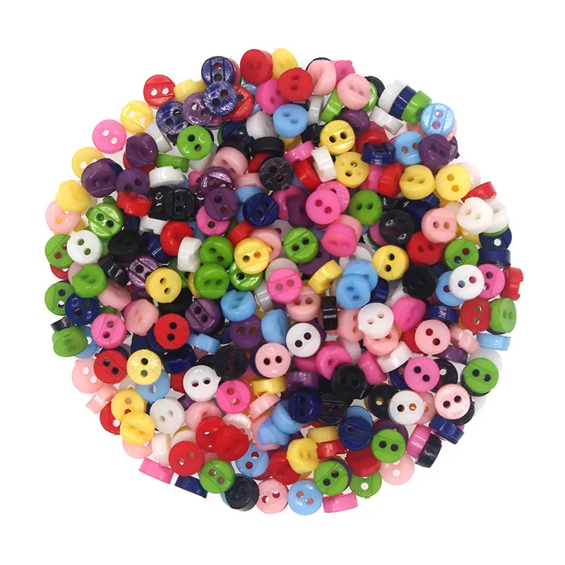 

SHINE Brand 100PCs Resin Sewing Mini Button Scrapbooking Round Mixed 2 Holes Costura Botones bottoni botoes JS8004 6mm