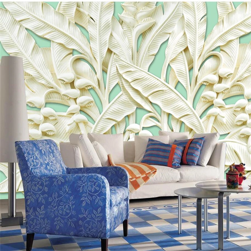 

beibehang papel parede Custom wallpaper 3D Stereo Banana Tree Embossed Wooden Fresco Decorative Painting photo wallpaper