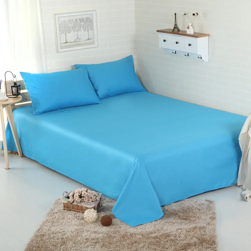  100% Cotton Solid Flat Sheet Bed Sheet Bed Cover Bedsheet Black White Blue Single Twin Full Queen K