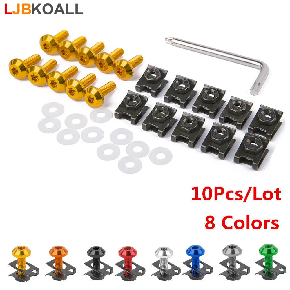 

10PCS/Set M6 20mm Motorcycle Fairing Body Bolts Spire Speed Fastener Clips Screw Spring Bolts Scooters Nuts Bolts 8 Colors