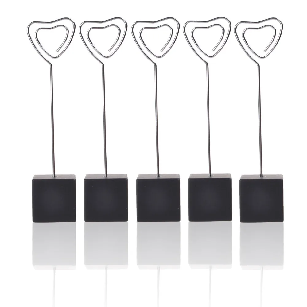 XRHYY 5 Pcs Cube Base Memo Clips Holder with Heart shaped Clip Clasp