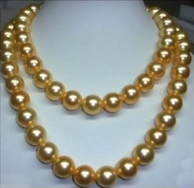 

2016 NEW SELL GORGEOUS 35" 10-11 MM AAA SOUTH SEA GOLDEN PEARL NECKLACE 14K GOLD